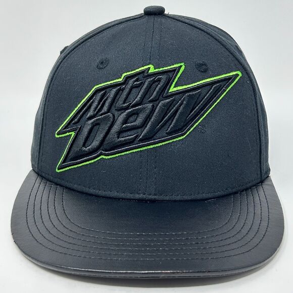 Mtn Dew Hat Baseball Cap Mountain Dew Soft Drink Soda Pop 6 Panel Snapback Black - Picture 11 of 11